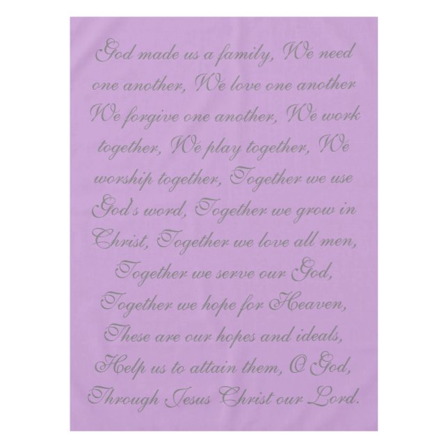 Family Prayer Tablecloth Tischdecke (Vorderseite)