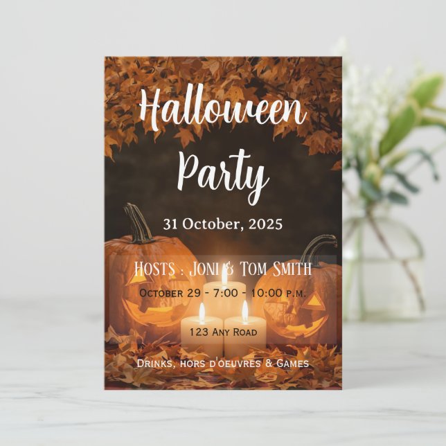 Family Pumpkin Carving Party Invitation  Halloween Einladung (Stehend Vorderseite)