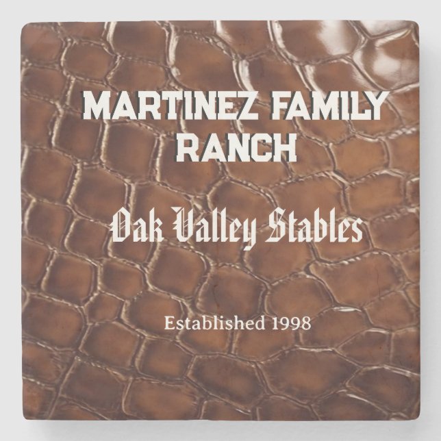 Family Ranch Faux Crocodile Leather Steinuntersetzer (Vorderseite)