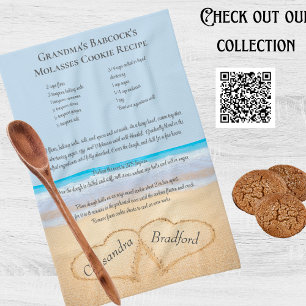 Family Recipe Bride Heart Blue Beach Wedding Tee Geschirrtuch