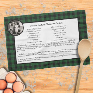 Family Recipe Green Gingham Holiday Vintages Foto Geschirrtuch