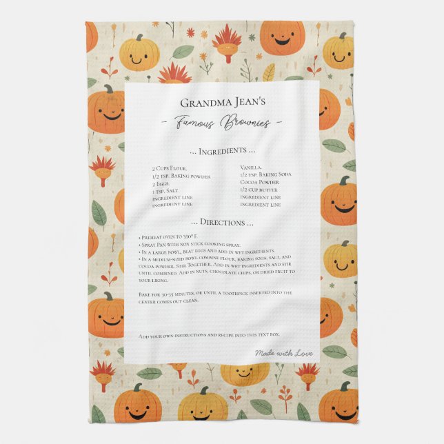 Family Recipe Heirloom Halloween Pattern  Geschirrtuch (Vertikal)