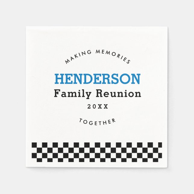 Family Reunion Checkered Black And White Retro Serviette (Vorderseite)