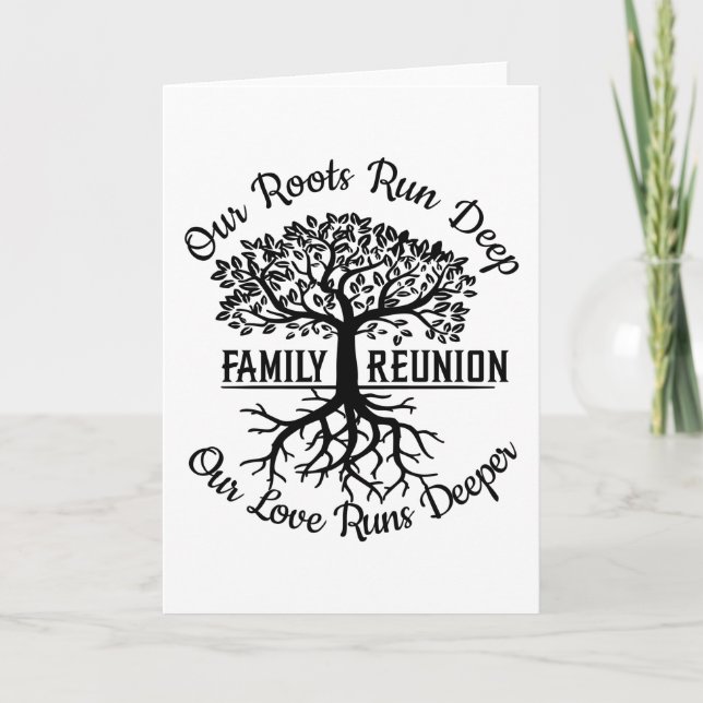 Family Reunion Family Tree Heart Roots Karte (Vorderseite)
