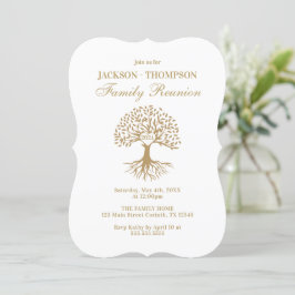 Family Reunion gold and white Invitation Einladung