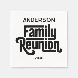 Family Reunion Minimalist Black White Personalized Serviette