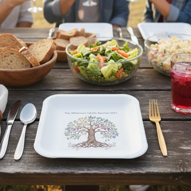 Family Reunion – Symbolic Family Tree Pappteller (Family reunion paper plate)
