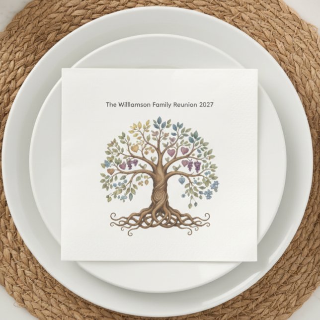 Family Reunion – Symbolic Family Tree Serviette (family reunion napkin)