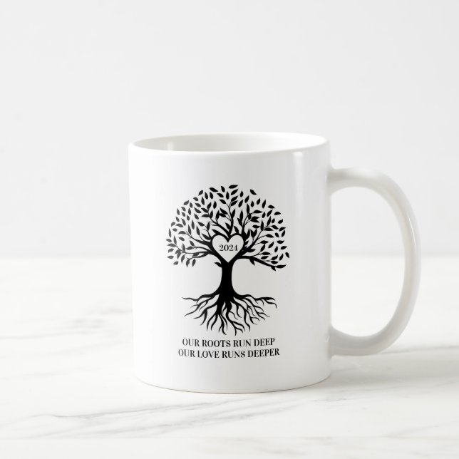 Family reunion tree black and white mug kaffeetasse (Rechts)