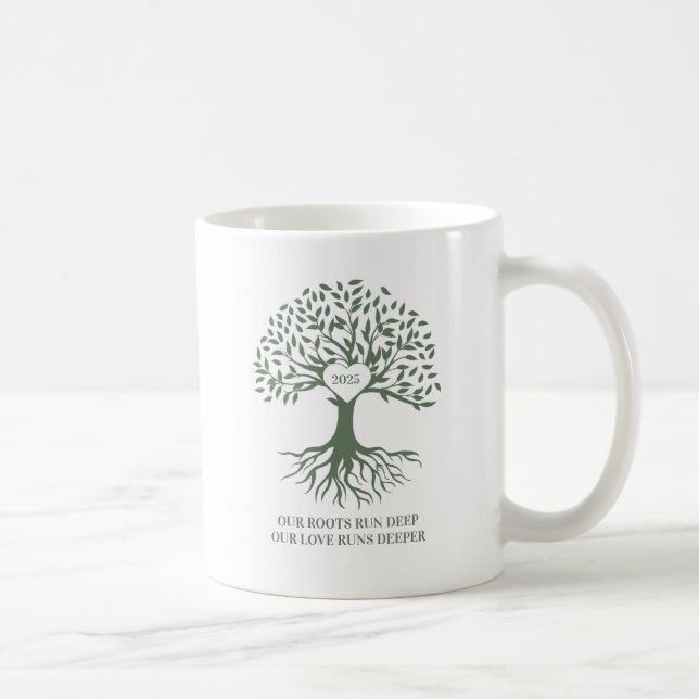Family reunion tree white and green mug kaffeetasse (Rechts)