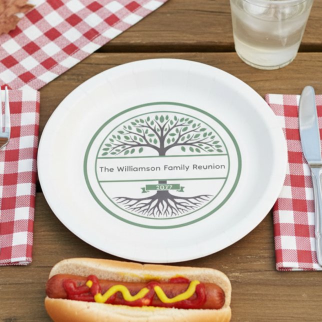 Family Roots Reunion Pappteller (family reunion paper plate)