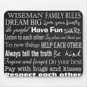 Family Rules Last Name Personalized Cust Mouse Pad Mousepad
