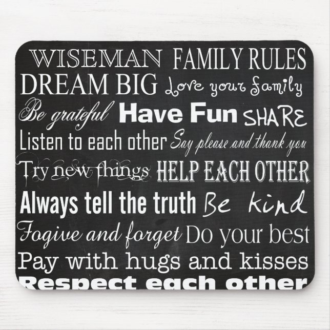 Family Rules Last Name Personalized Cust Mouse Pad Mousepad (Vorne)