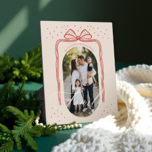 Family Script Classy Chic Weihnachts-Bow-Foto Fotoplatte