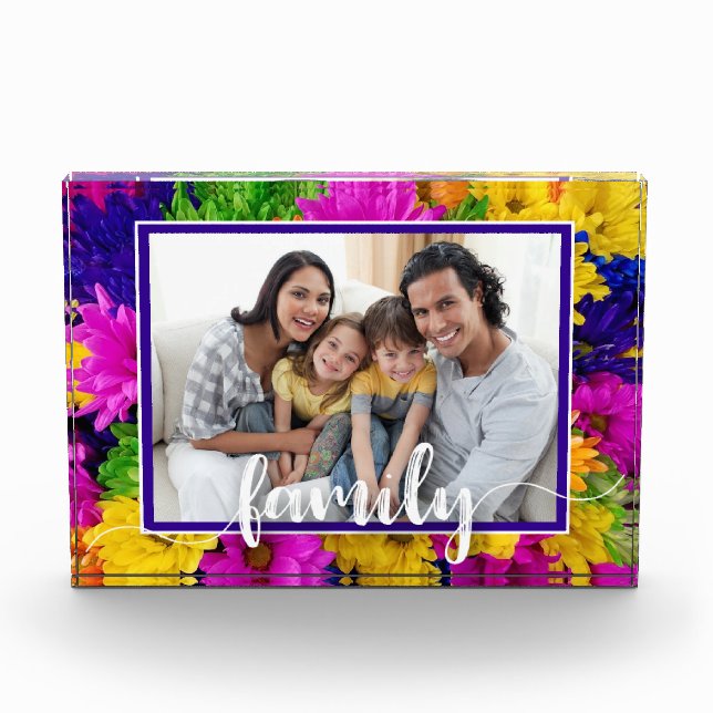 FAMILY Script Farbige Blume Fotoblock (Vorderseite)