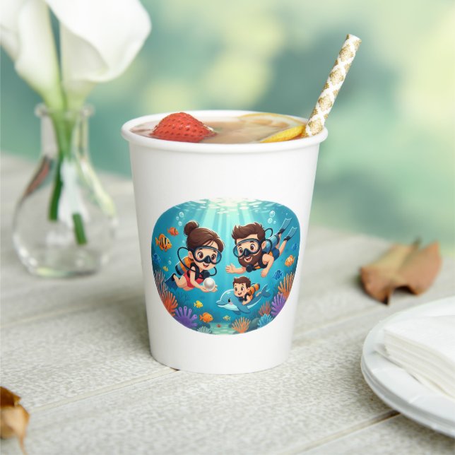 Family Scuba Diving Adventure Pappbecher (In Situ)