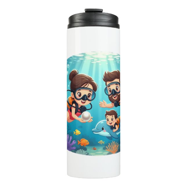 Family Scuba Diving Adventure Thermosbecher (Vorderseite)
