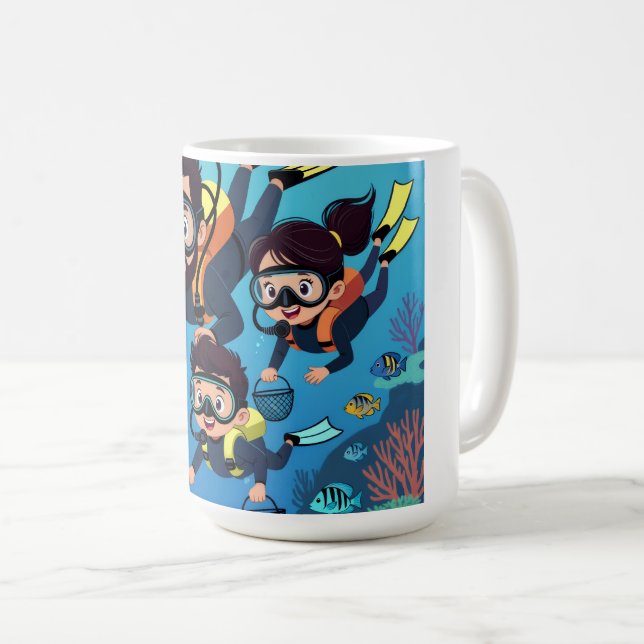 Family Scuba Diving Fun Kaffeetasse (VorderseiteRechts)