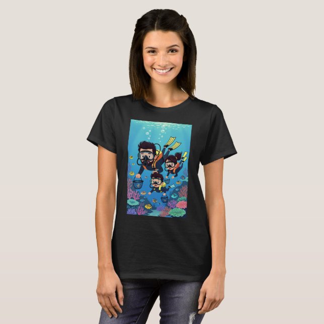 Family Scuba Diving Fun T-Shirt (Vorne ganz)