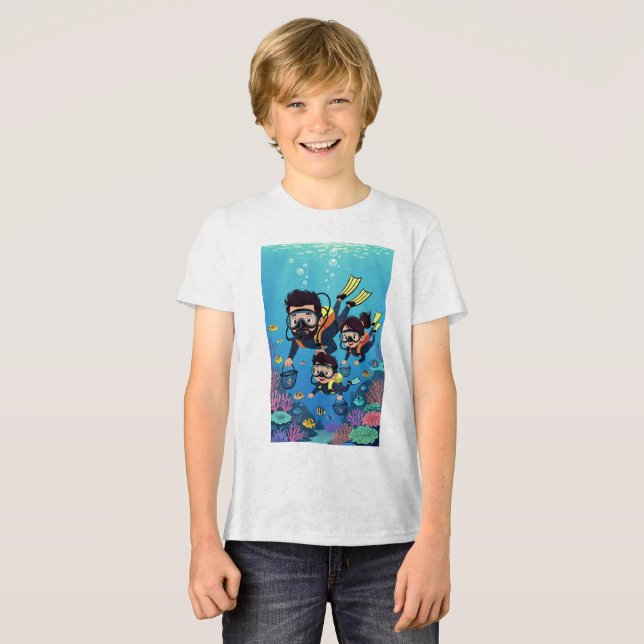 Family Scuba Diving Fun Tri-Blend Shirt (Vorderseite voll)