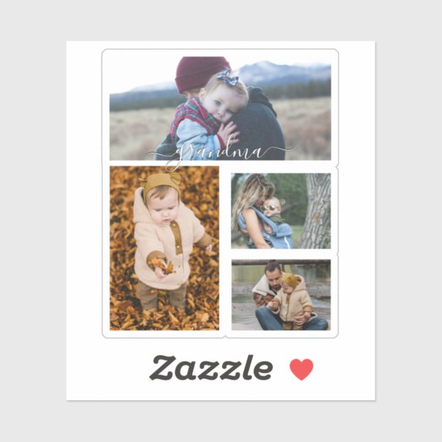 Family Simple Collage Moderne Liebe Oma Mama Aufkleber (Blatt)