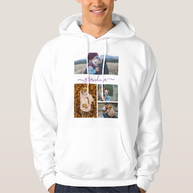 Family Simple Collage Moderne Liebe Oma Mama Hoodie (Vorderseite)