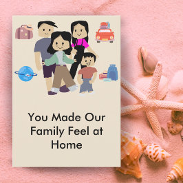 Family Stay Host Card with Custom Message Option Dankeskarte