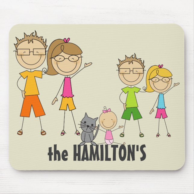 Family Strichmännchen Mousepads (Vorne)