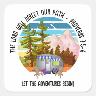 Family Summer Camping Christlich Van Life Quadratischer Aufkleber