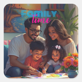 Family Time Quadratischer Aufkleber