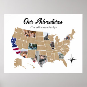 Family Travel Adventures USA Foto Collage Poster