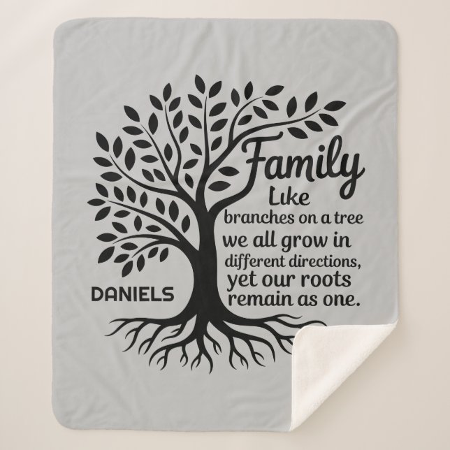 Family Tree Black & Gray Personalized Sherpadecke (Vorderseite)