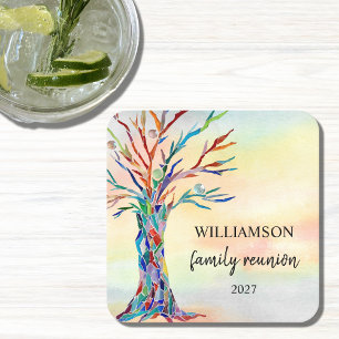 Family Tree Family Wiedersehen Rechteckiger Pappuntersetzer