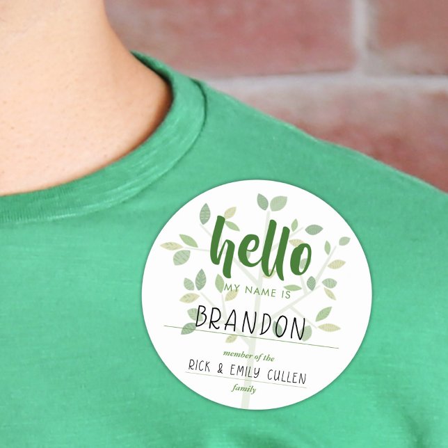 Family Tree HELLO MEIN NAME IST Runder Aufkleber (Von Creator hochgeladen)