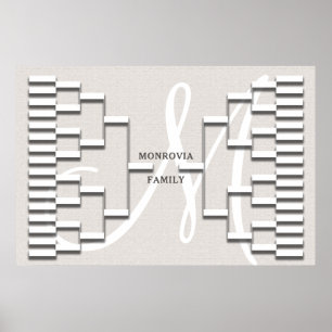 Family Tree Modern Linen Look Poster