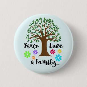 Family Tree Peace Liebe Family Wiedersehen Round G Button