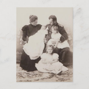 FAMILY TSAR NICOLAS & TSARINA Romanov Russland #29 Postkarte