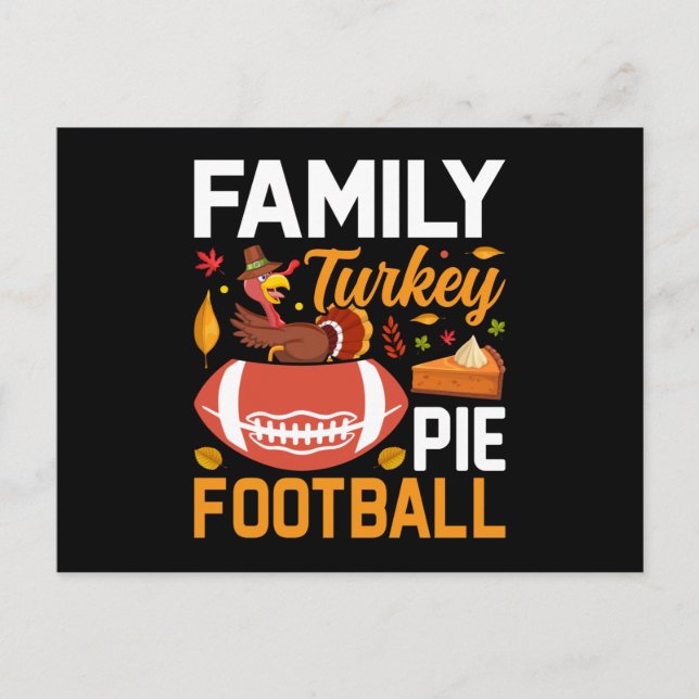 Family Turkey Pie Football Erntedank Postkarte (Vorderseite)
