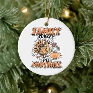 Family Turkey Pie Football Leaf Fall Erntedank Keramik Ornament