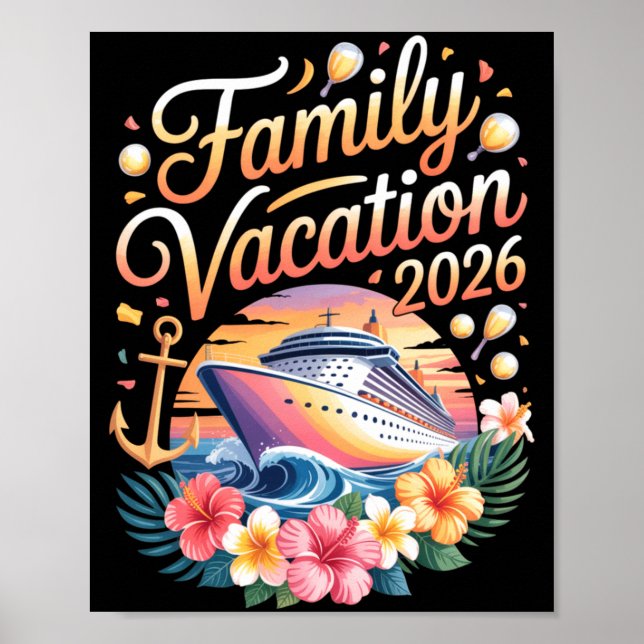 Family Vacation 2026 Cruise Adventure Crew Long Sl Poster (Vorne)