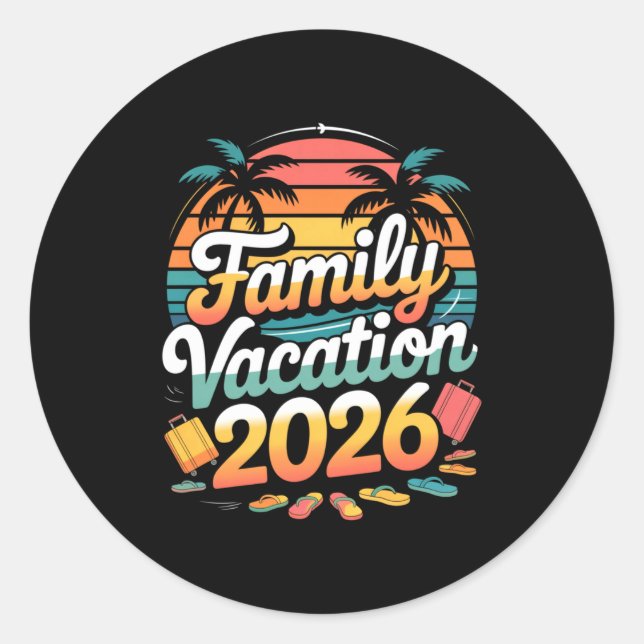 Family Vacation 2026 Sunset Travel Crew Long Sleev Runder Aufkleber (Vorderseite)