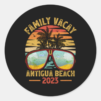 Family Vacay 2023 Barbuda Antigua Strand Runder Aufkleber