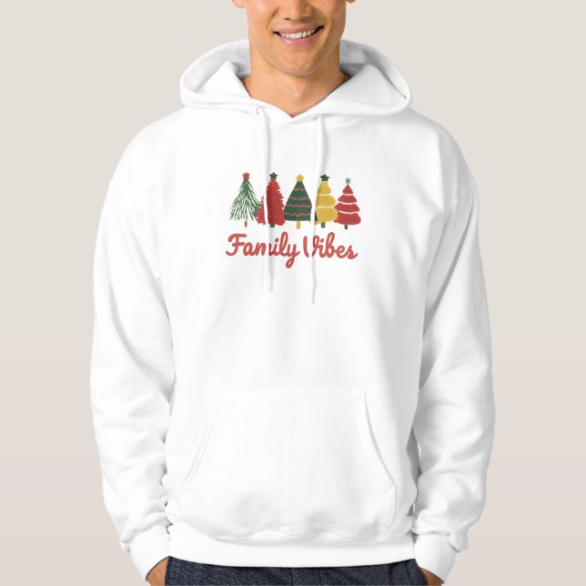 Family Vibes – Cozy Christmas Tree Design Hoodie (Vorderseite)