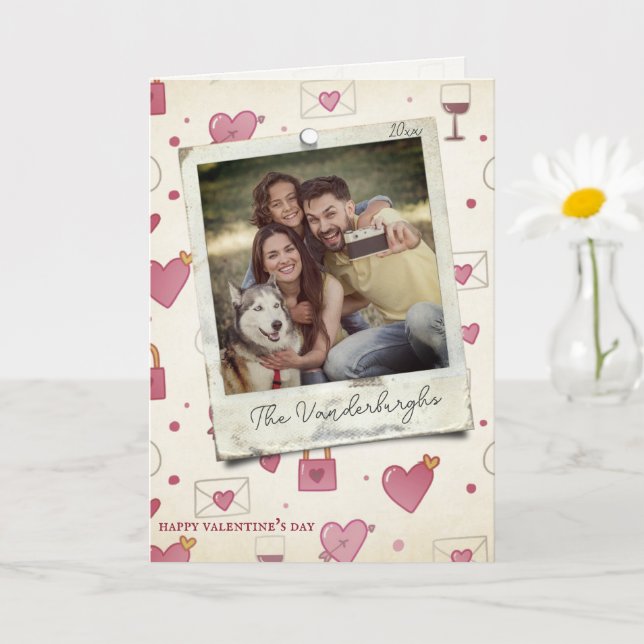 Family Vintage Retro Polaroid Photo Valentines Day Karte (Kleine Pflanze)