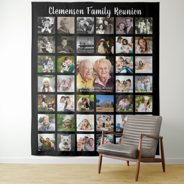 Family Wiedersehen 39 Foto Collage Personalisiert  Wandteppich (Beispiel)