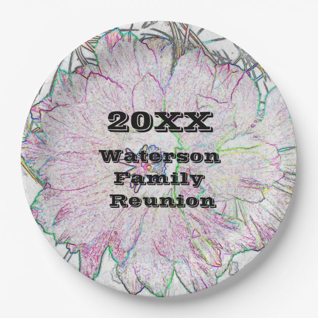 Family Wiedersehen Artistic Blume Sketch Große Ver Pappteller (Vorderseite)