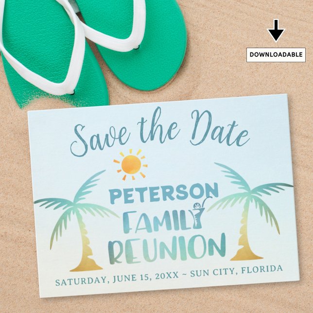 Family Wiedersehen Beach Palm Tree Tropical Save The Date (Von Creator hochgeladen)