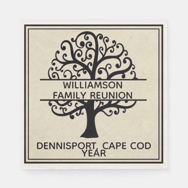 Family Wiedersehen Black Family Tree Moderner Zeic Serviette (Vorderseite)