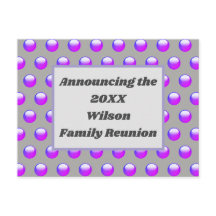 Family Wiedersehen Blue Lila Polka Dot Einladung