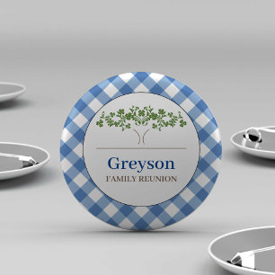 Family Wiedersehen Buttons Blue Gingham Theme
